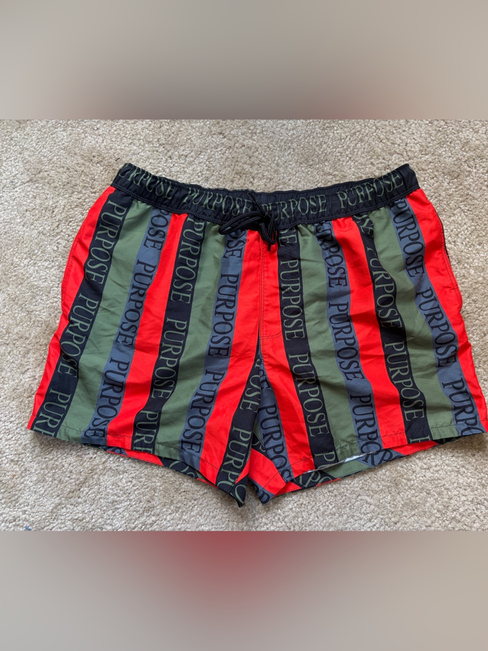 ASOS Striped Men’s Swim Shorts - Red & Green